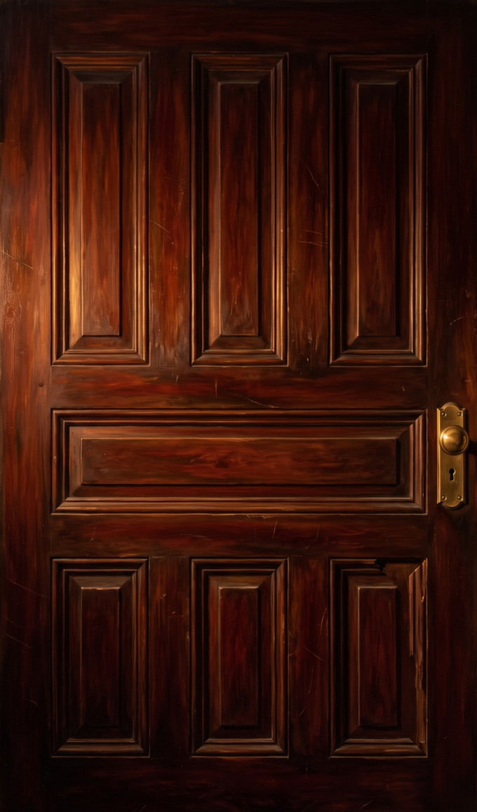 An old mahogany door